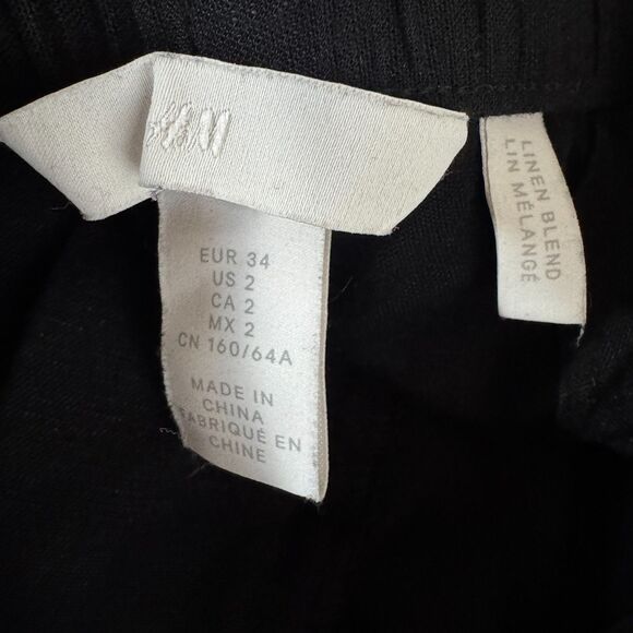 H&M Linen Blend Wide Leg High Waist Full Length Pants Women's Size 2 - Picture 3 of 6